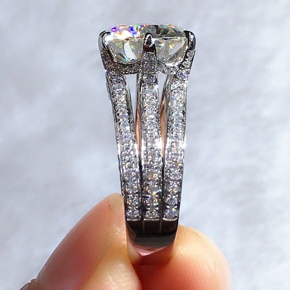 "Classic Cubic Zirconia 925 Silver Wedding Ring for Women, FB16FA1037 - Picture 3 of 6